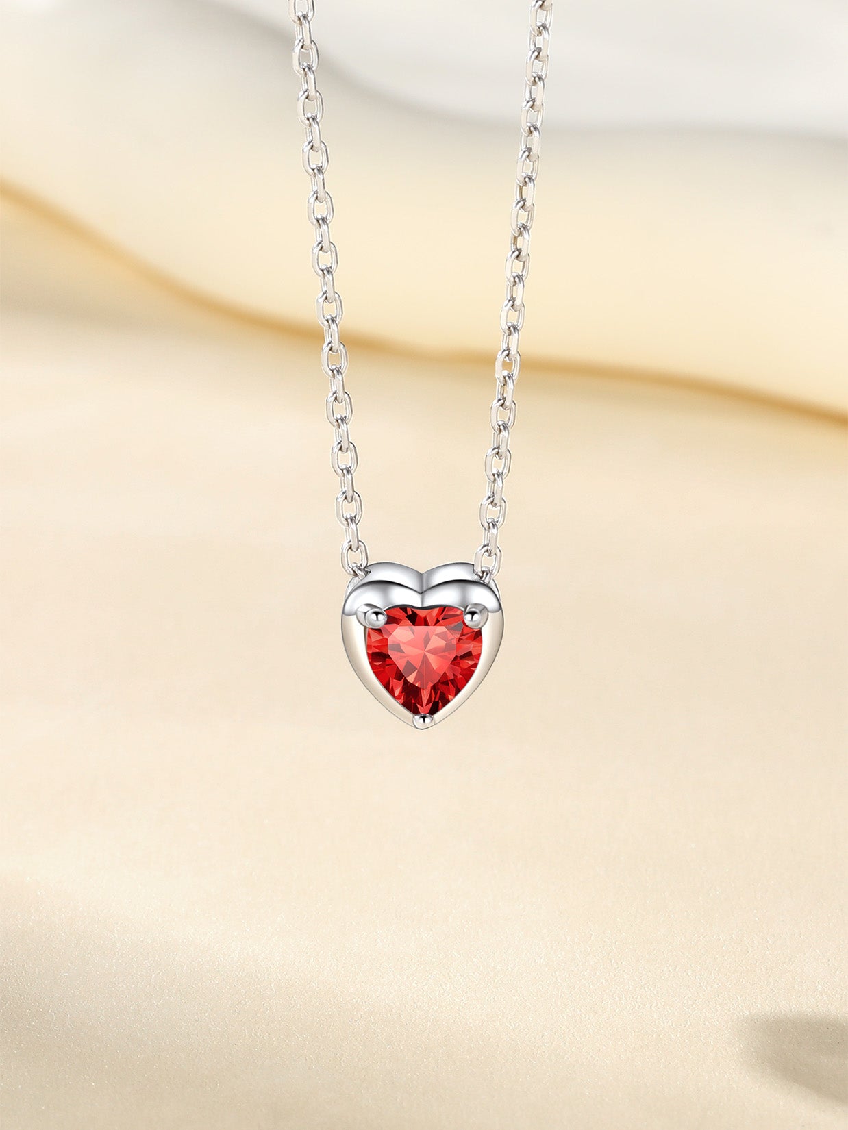 Women 925 Sterling Silver Birthstone Love Heart Necklace, Birthday Valentines Gift