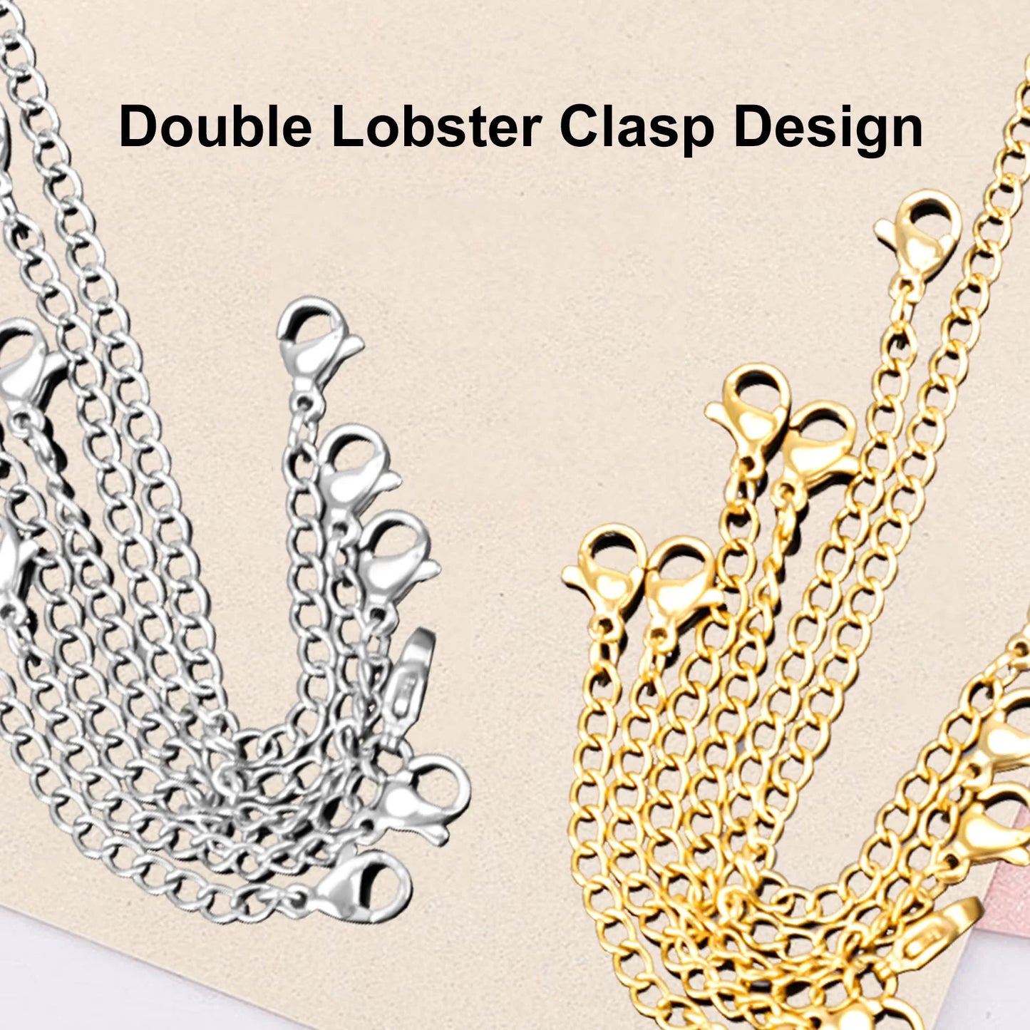 12Pcs Stainless Steel Bracelet Necklace Extender Set, Lobster Clasps Closures Bracelet Extenders