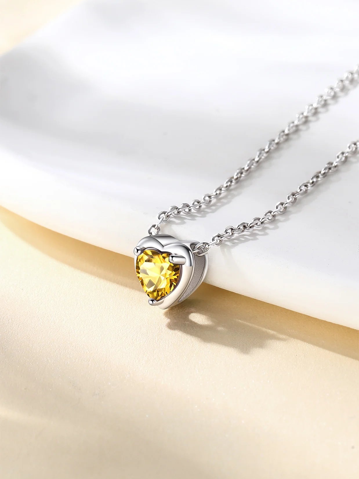 Women 925 Sterling Silver Birthstone Love Heart Necklace, Birthday Valentines Gift