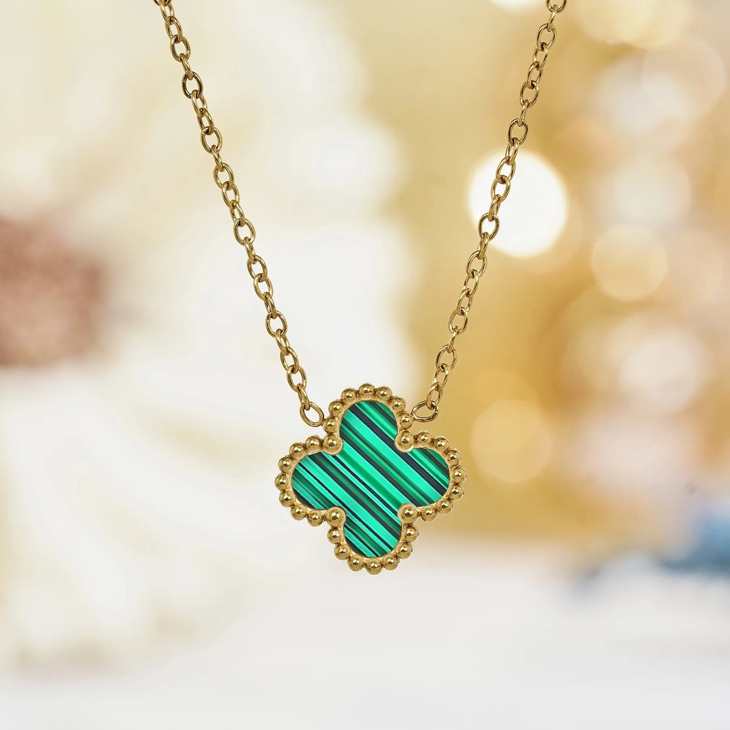 Blue Flower Pendant Necklace in Yellow Gold Plated