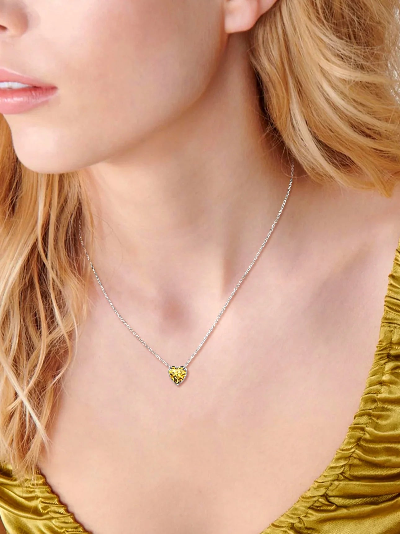 Women 925 Sterling Silver Birthstone Love Heart Necklace, Birthday Valentines Gift