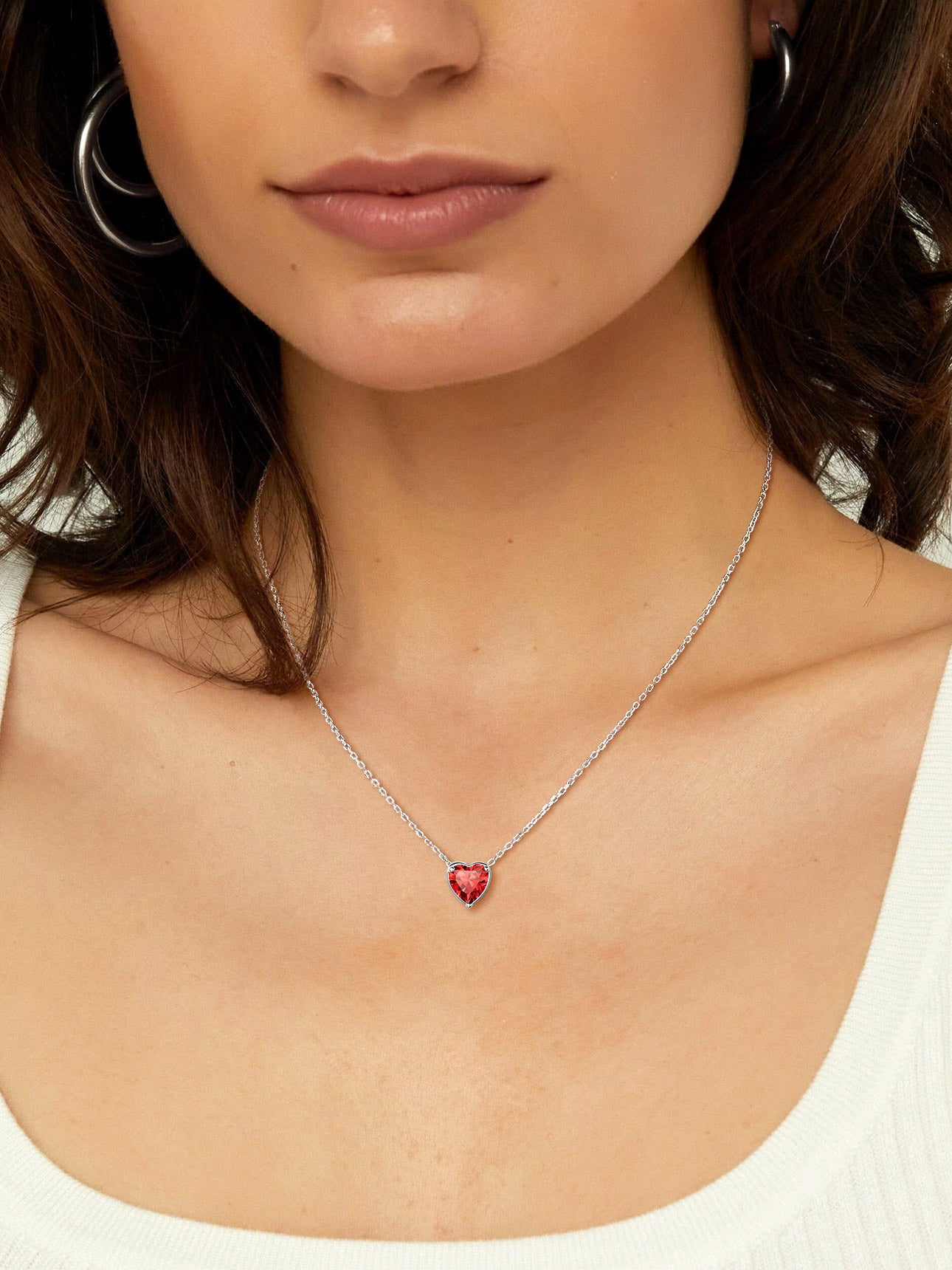 Women 925 Sterling Silver Birthstone Love Heart Necklace, Birthday Valentines Gift