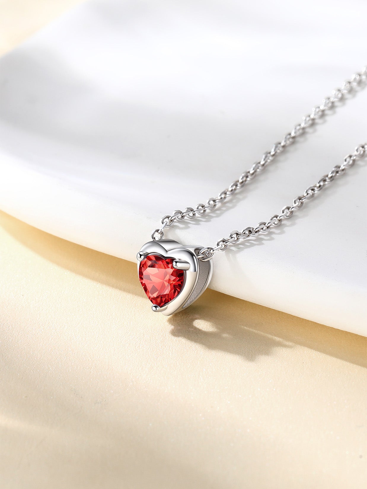 Women 925 Sterling Silver Birthstone Love Heart Necklace, Birthday Valentines Gift