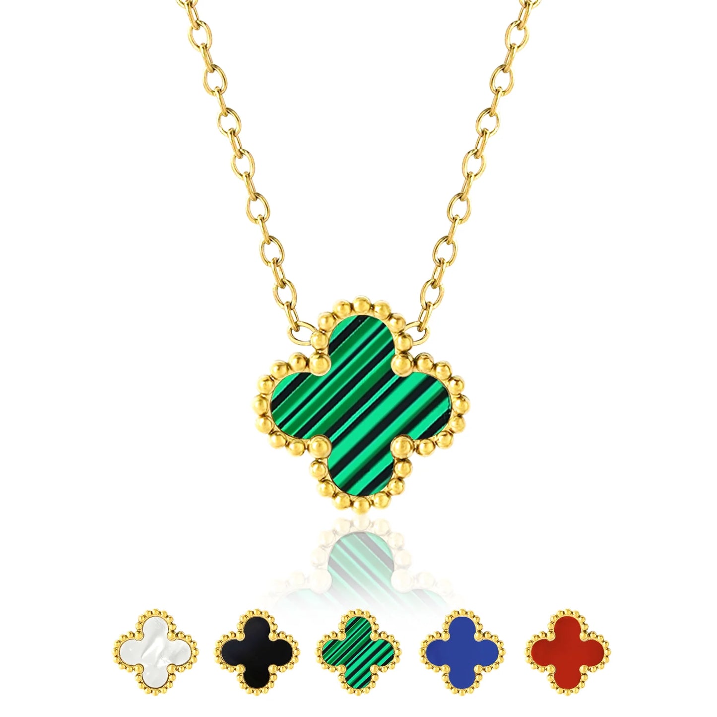 Blue Flower Pendant Necklace in Yellow Gold Plated
