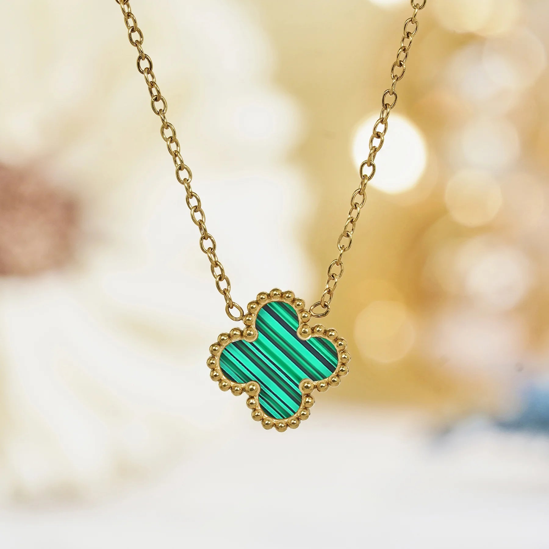 Blue Flower Pendant Necklace in Yellow Gold Plated